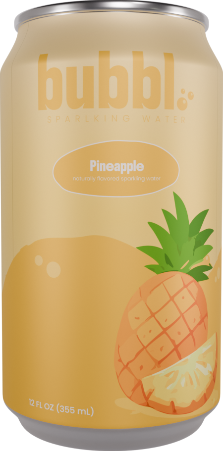 A can of refreshing bubbl Pineapple sparkling water
